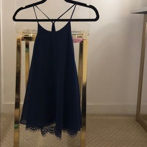 Crisscross straight navy blue top